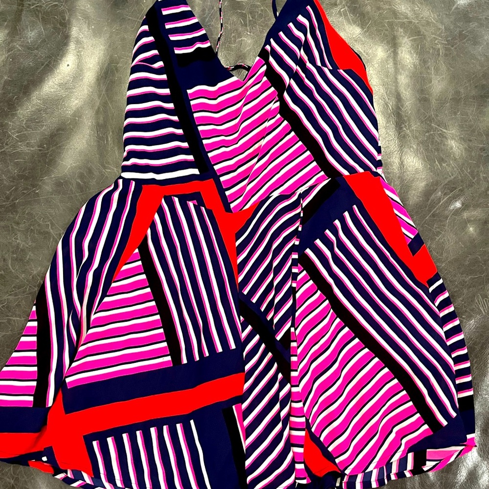 EXPRESS brand multicolored romper with tie back. Never worn. Size 8.